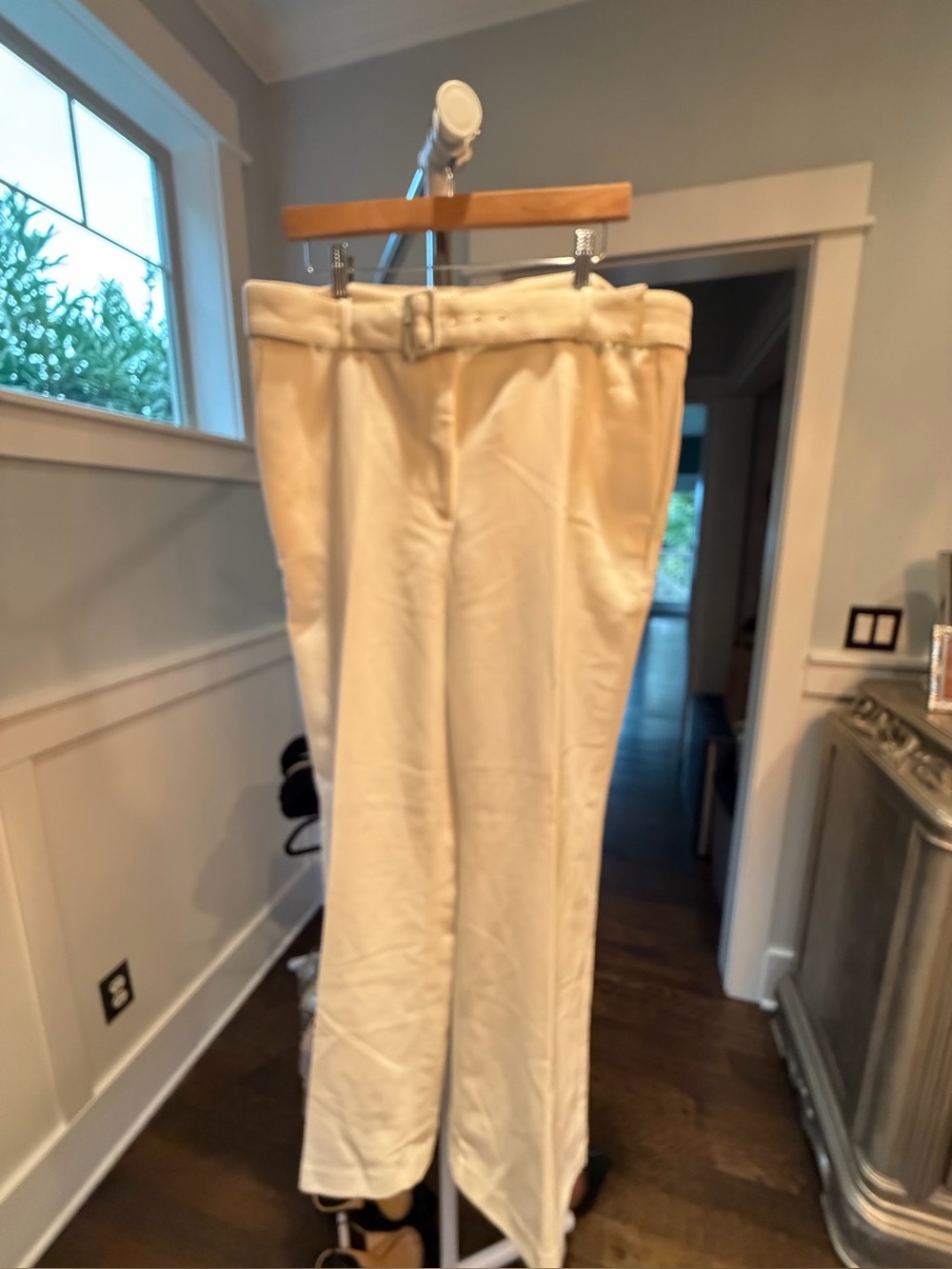 Ann Taylor Belted Trousers - Cream/Winter White - Size 16